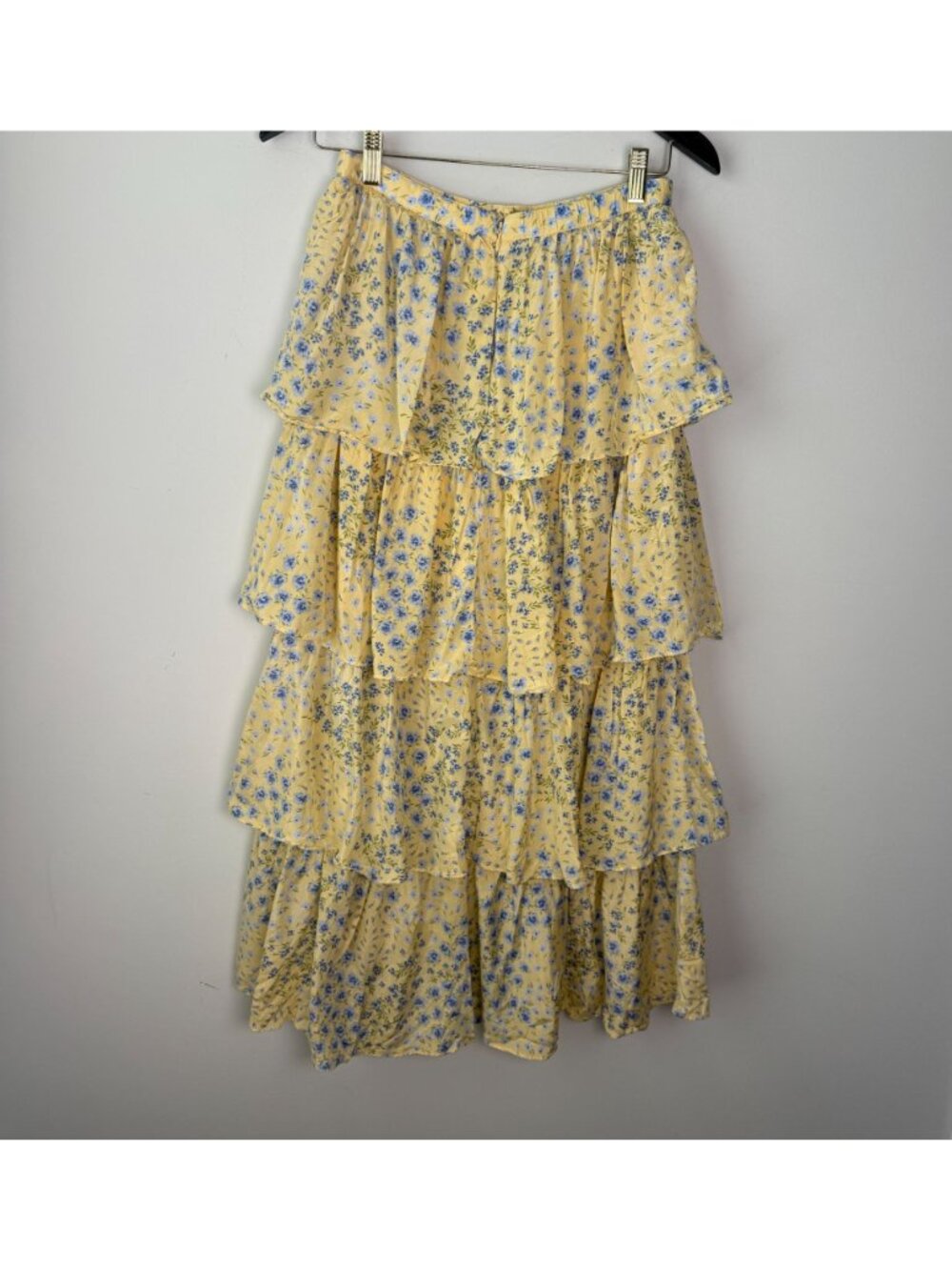 Abercrombie & Fitch Drama Tiered Maxi Skirt Yellow Floral S Coquette Feminine - Picture 8 of 10